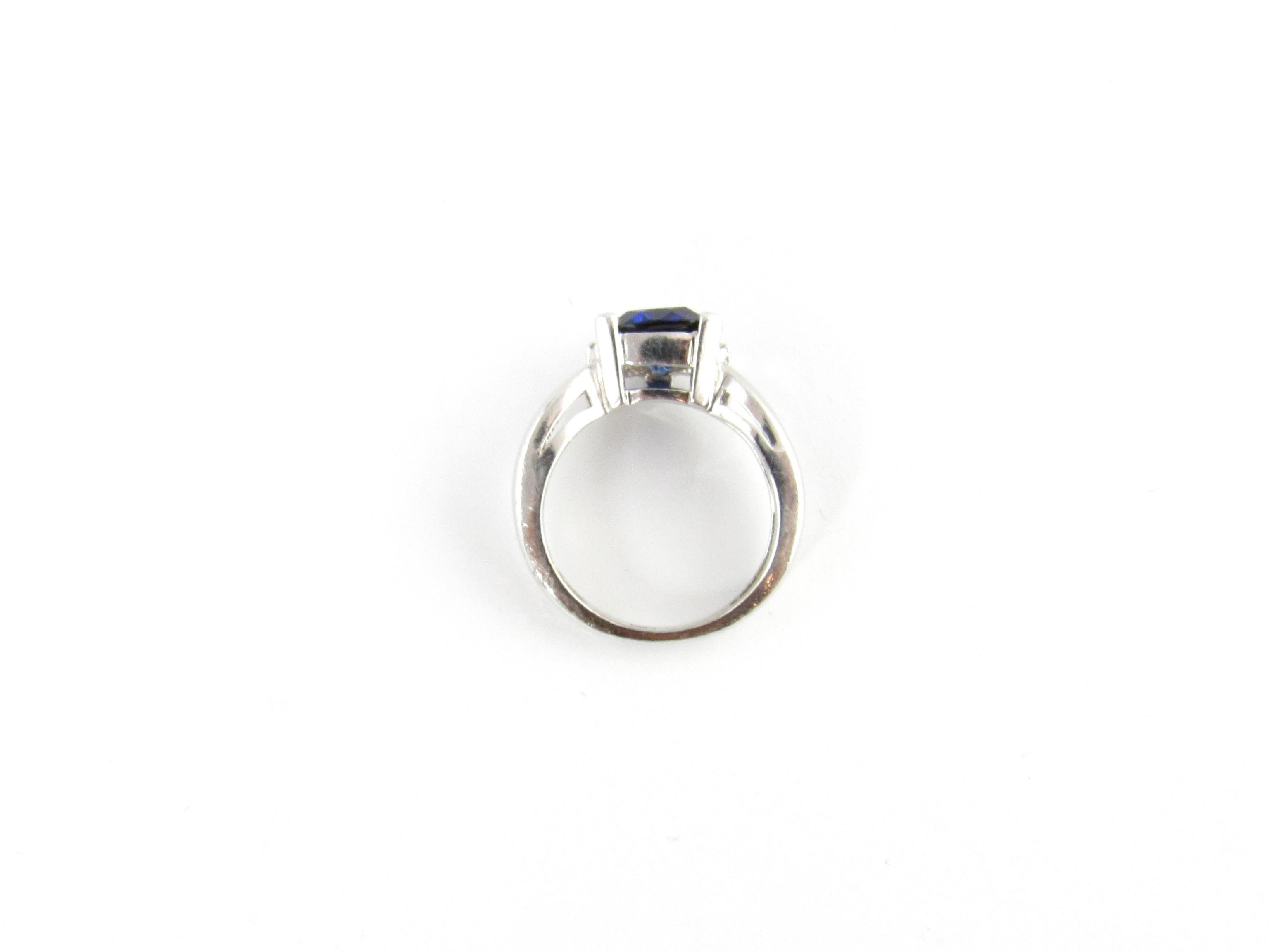 Women's 14 Karat White Gold Sapphire and Diamond Ring For Sale