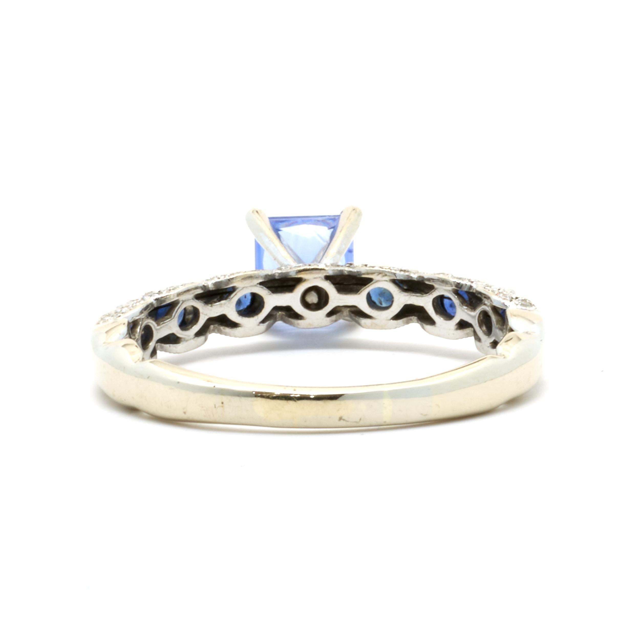 Ring aus 14 Karat Weißgold mit Saphir und Diamant im Zustand „Hervorragend“ im Angebot in Scottsdale, AZ