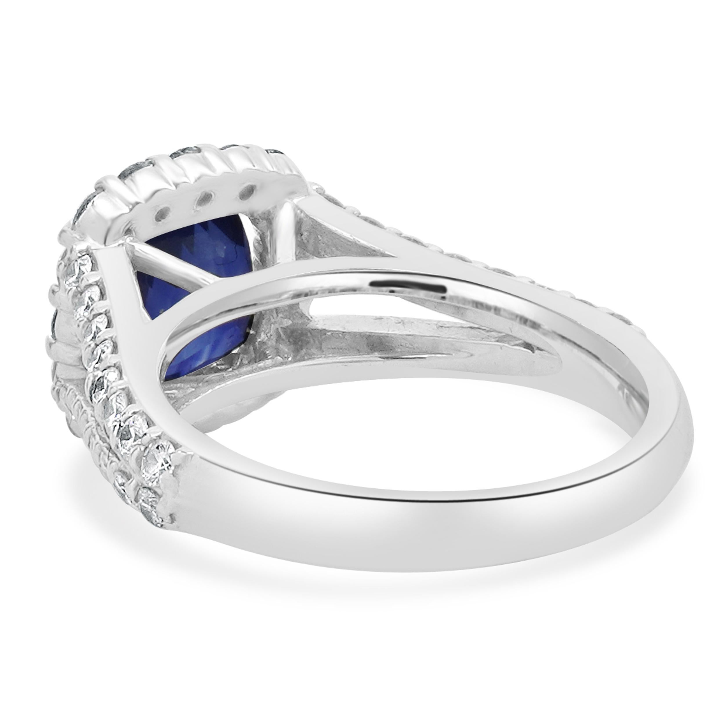 Anello con zaffiro e diamante in oro bianco 14 carati In condizioni ottime in vendita a Scottsdale, AZ