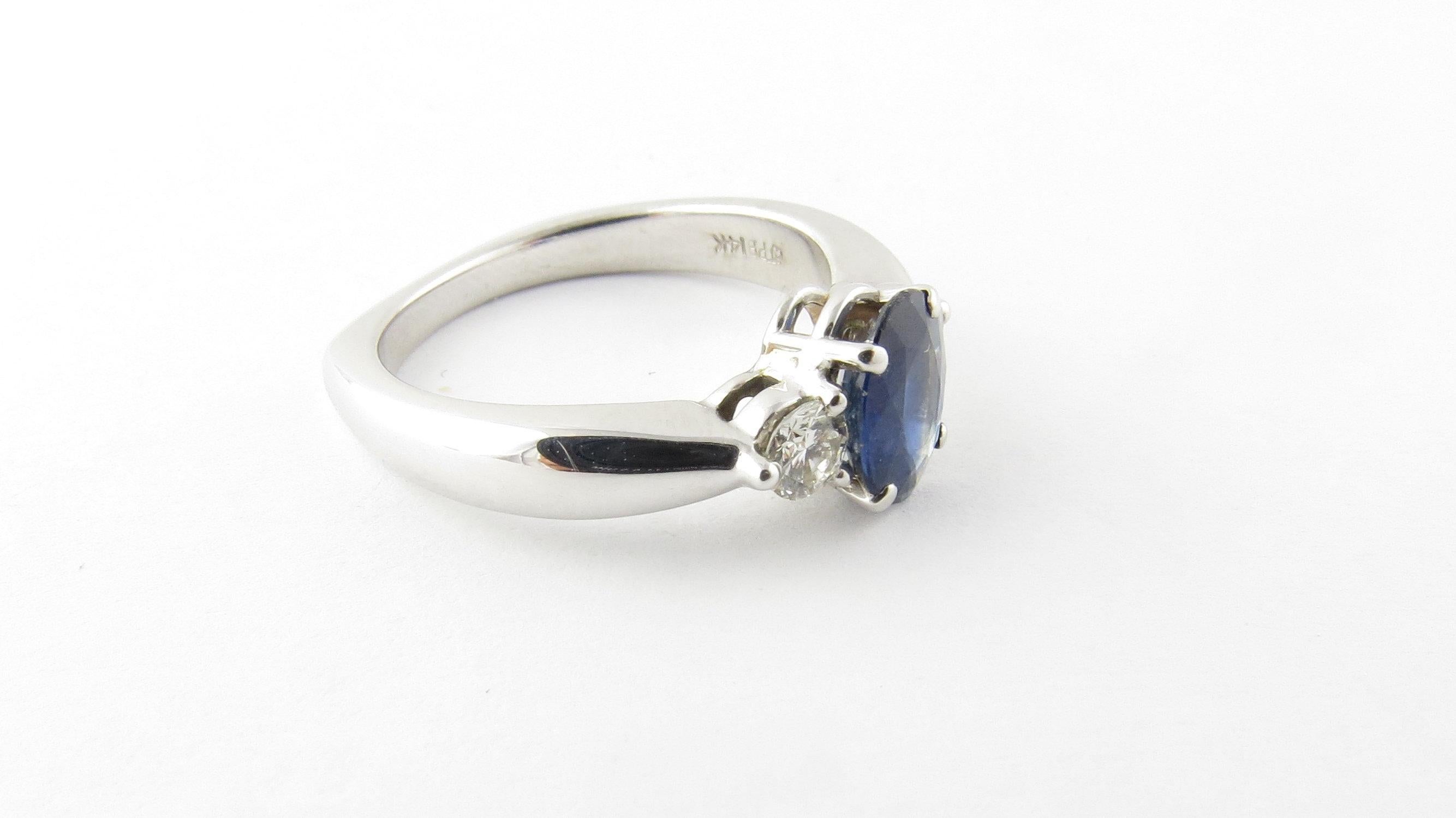 14 Karat White Gold Sapphire and Diamond Ring 1