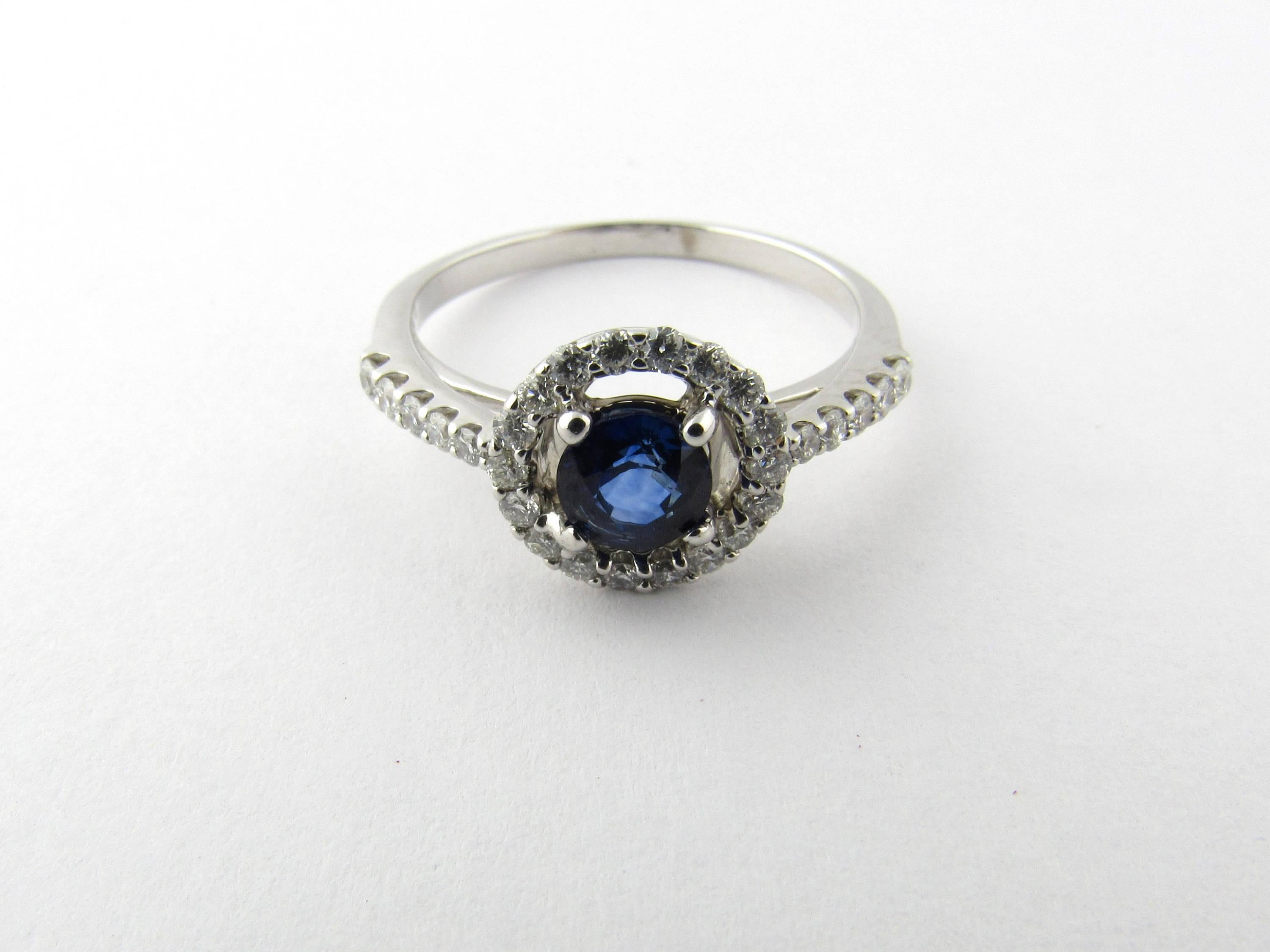 Women's 14 Karat White Gold Natural Sapphire and Diamond Ring For Sale