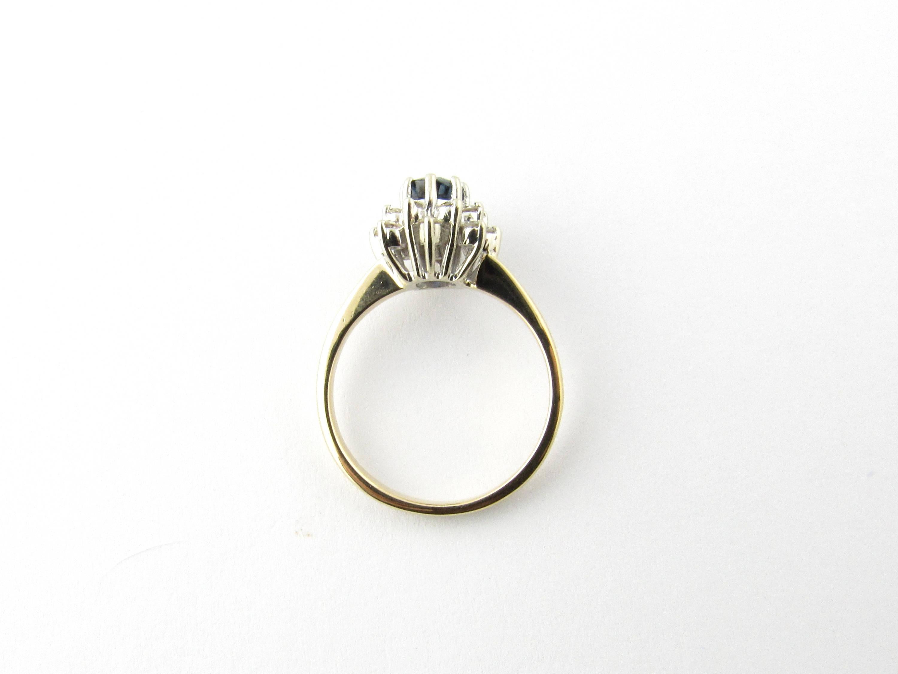 Women's 14 Karat White and Yellow Gold Sapphire and Diamond Ring