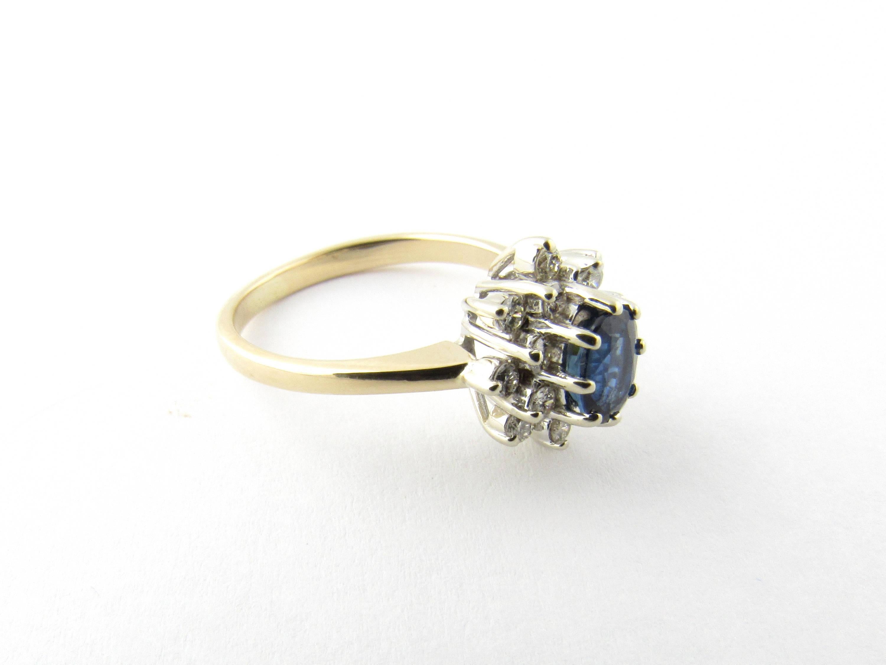 14 Karat White and Yellow Gold Sapphire and Diamond Ring 1