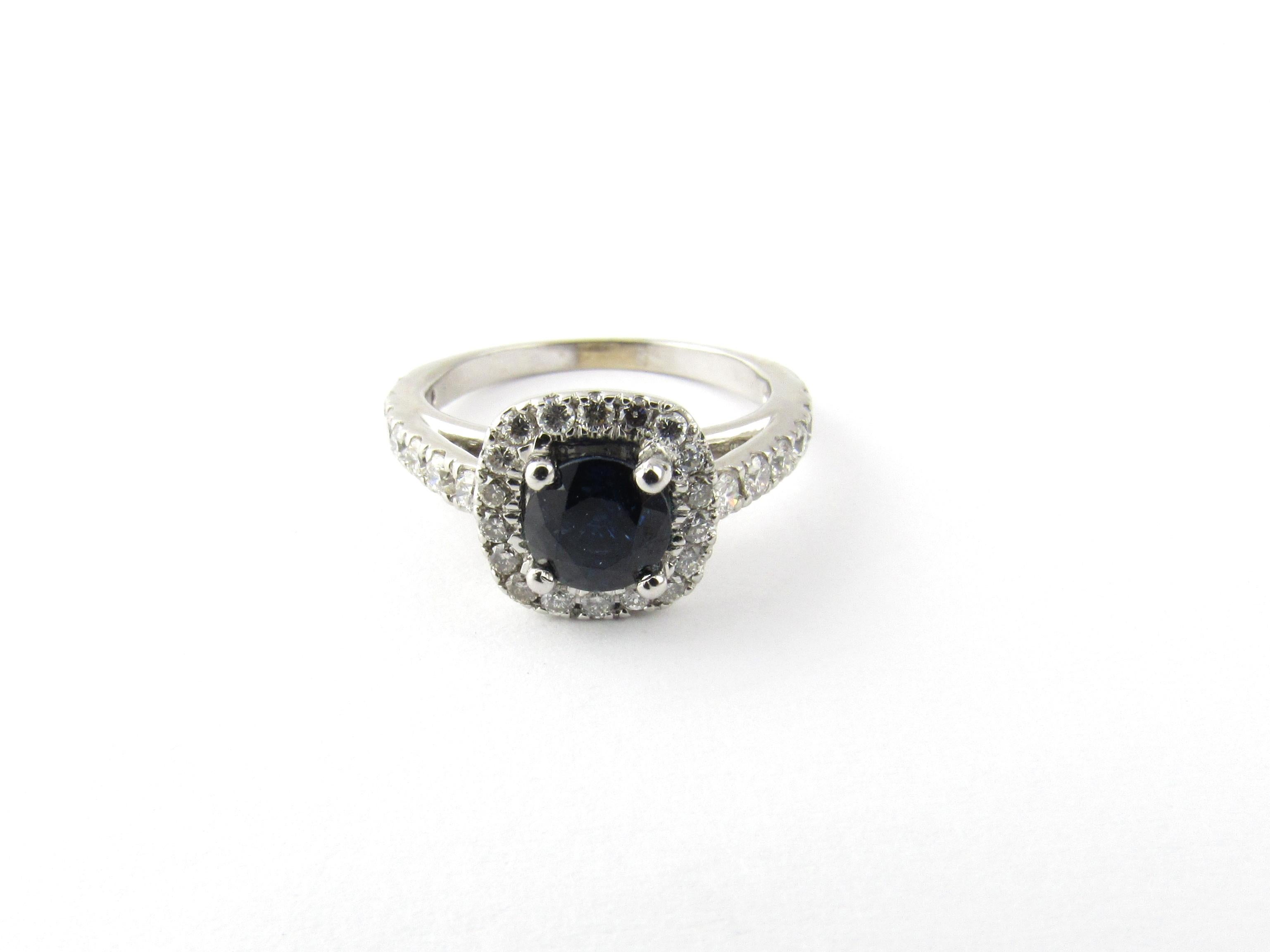 14 Karat White Gold Natural Sapphire and Diamond Ring For Sale 1