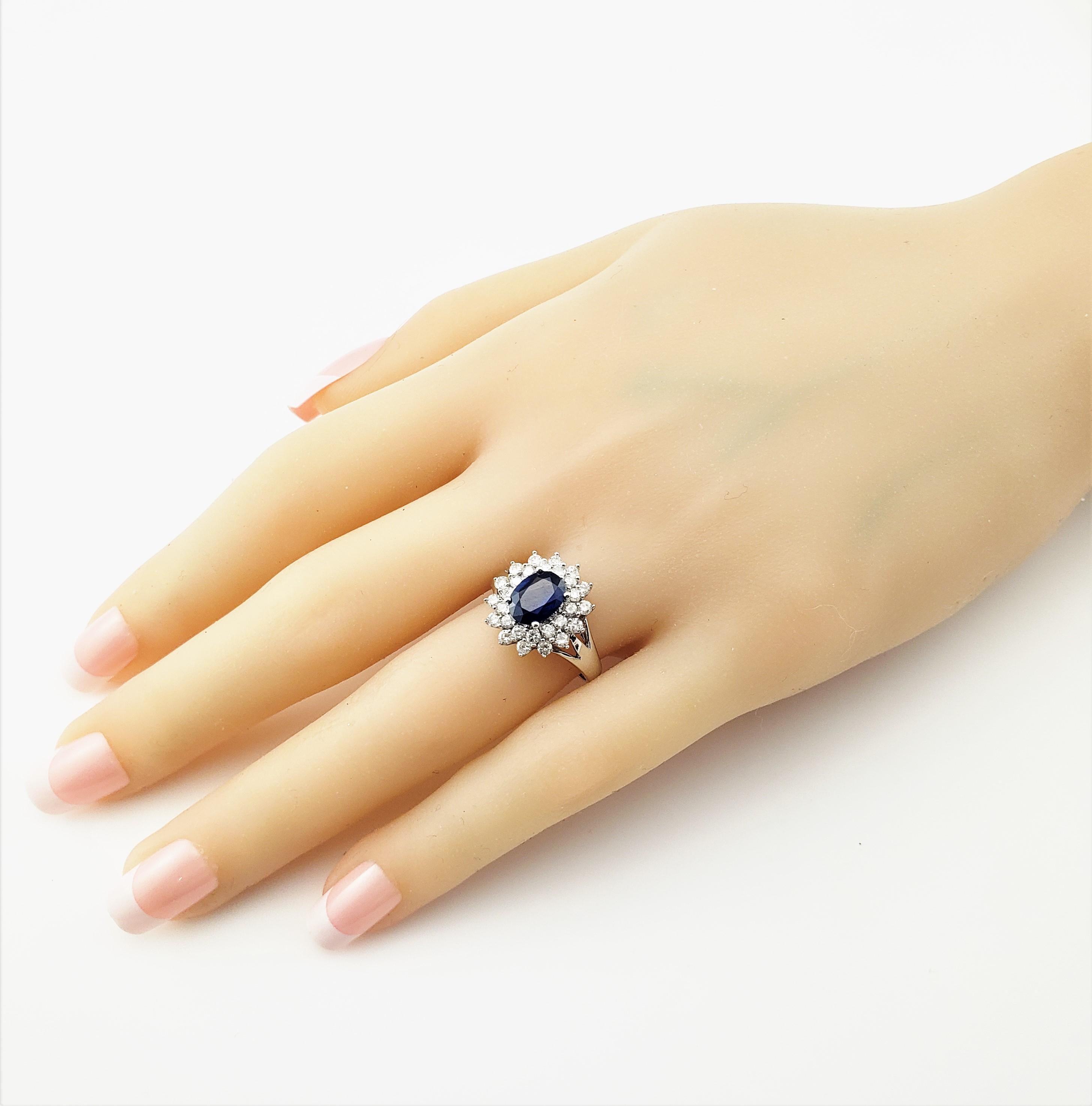 14 Karat White Gold Sapphire and Diamond Ring For Sale 3