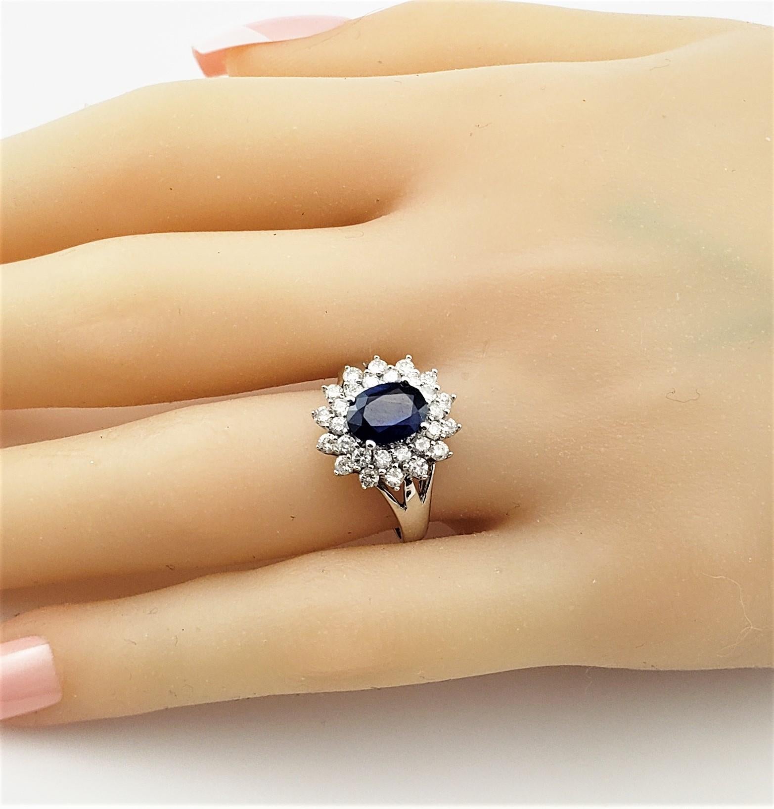 14 Karat White Gold Sapphire and Diamond Ring For Sale 4