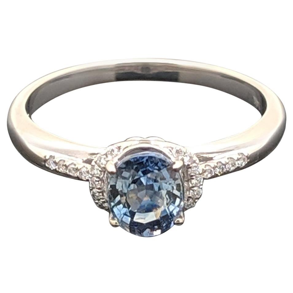 14 Karat White Gold Sapphire and Diamond Ring For Sale
