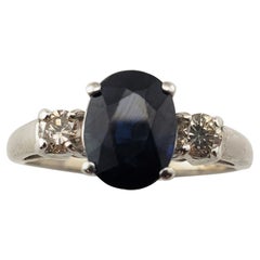 14 Karat White Gold Sapphire and Diamond Ring