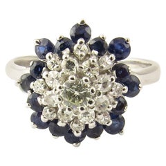 14 Karat White Gold Sapphire and Diamond Ring