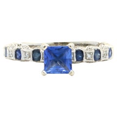 14 Karat White Gold Sapphire and Diamond Ring