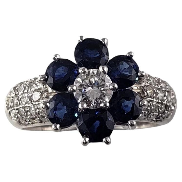 14 Karat White Gold Sapphire and Diamond Ring #13914 For Sale