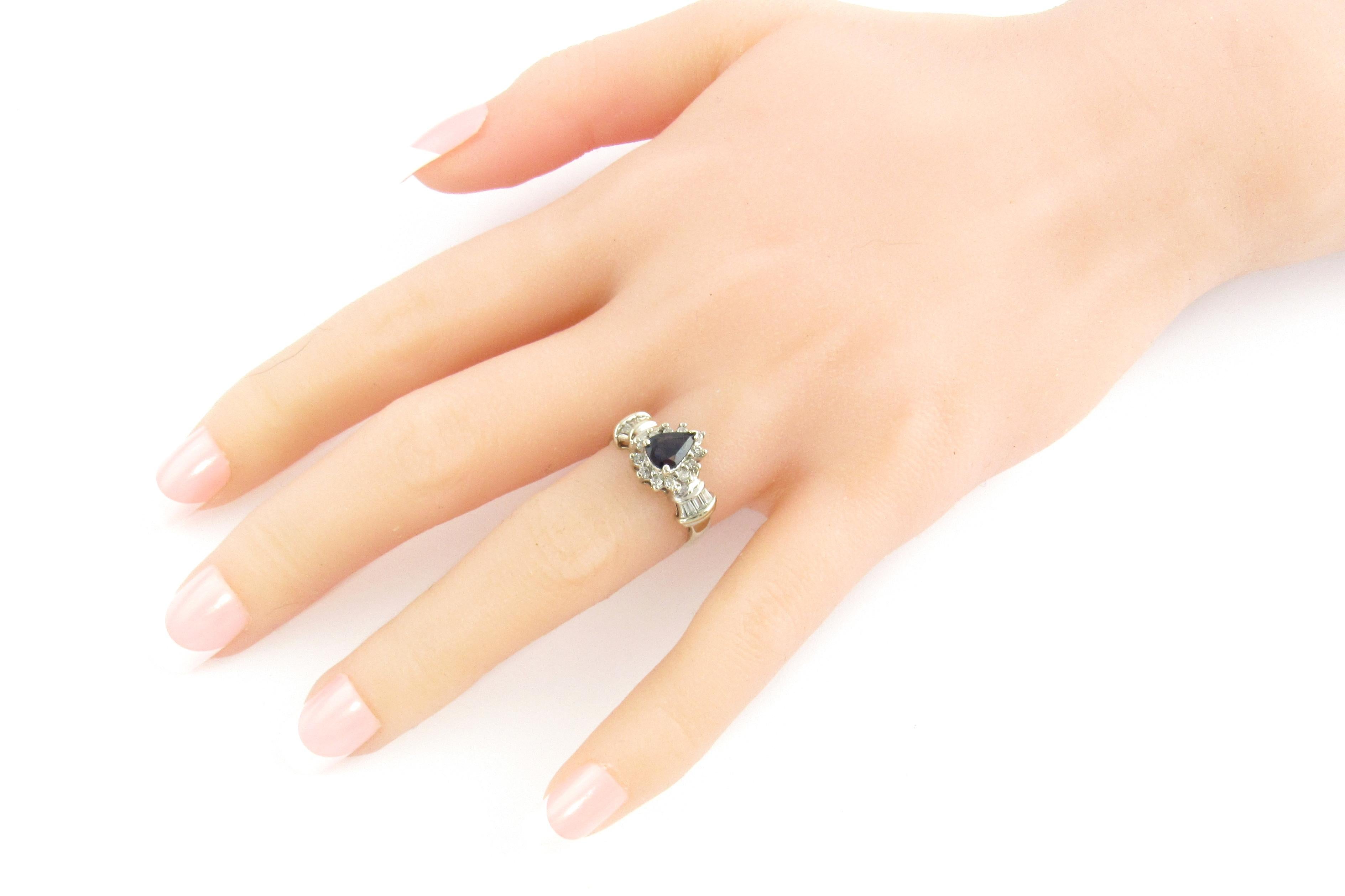 14 Karat White Gold Sapphire and Diamond Ring 2