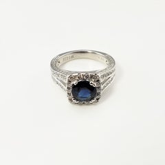 14 Karat White Gold Sapphire and Diamond Ring