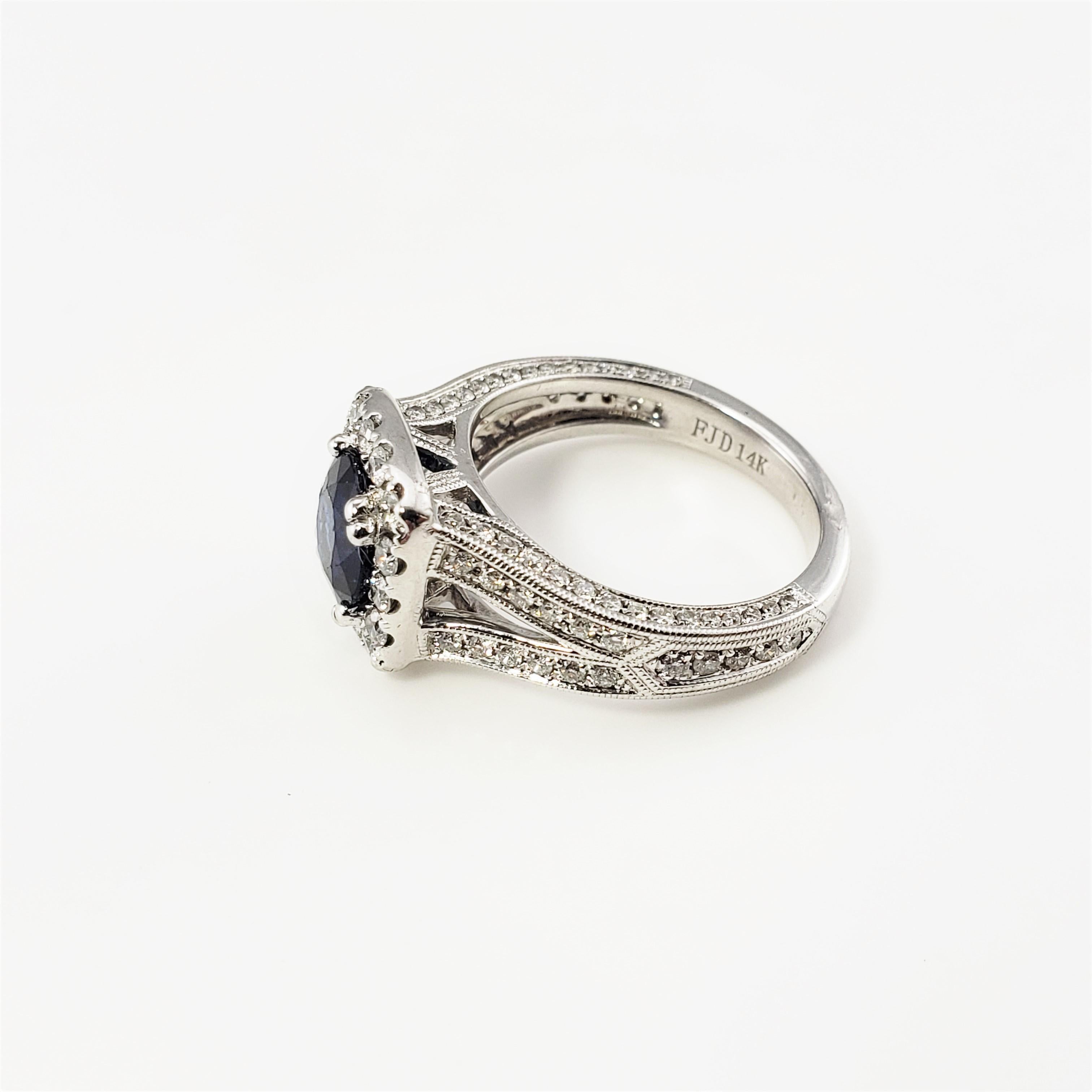 Anello con zaffiro e diamante in oro bianco 14 carati In condizioni buone in vendita a Washington Depot, CT