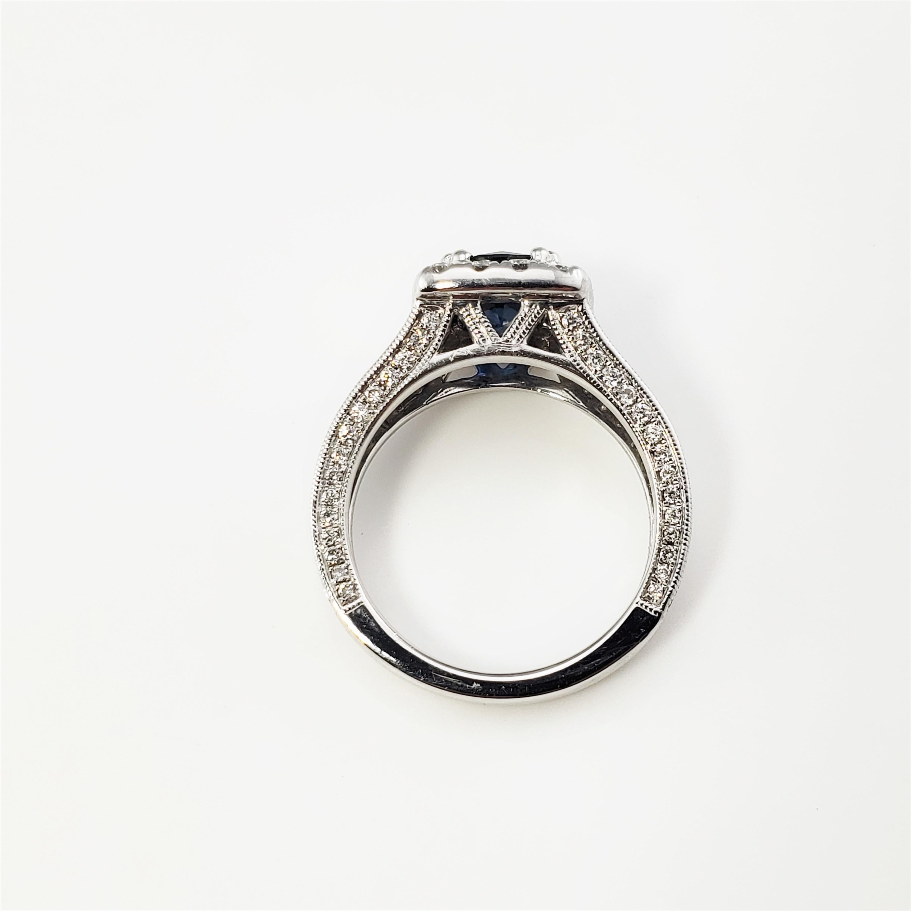 Anello con zaffiro e diamante in oro bianco 14 carati in vendita 1