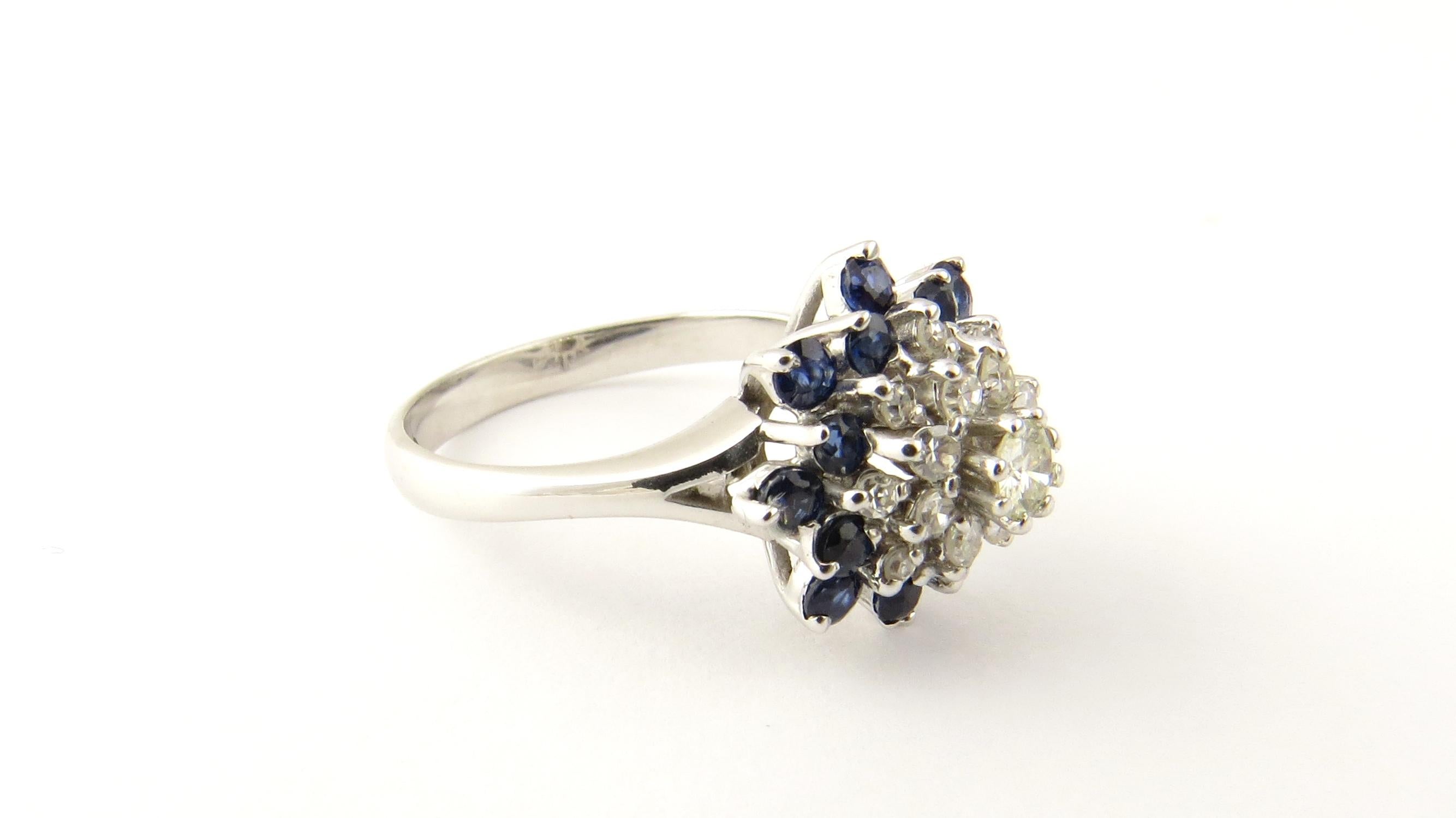 14 Karat White Gold Sapphire and Diamond Ring In Good Condition In Washington Depot, CT