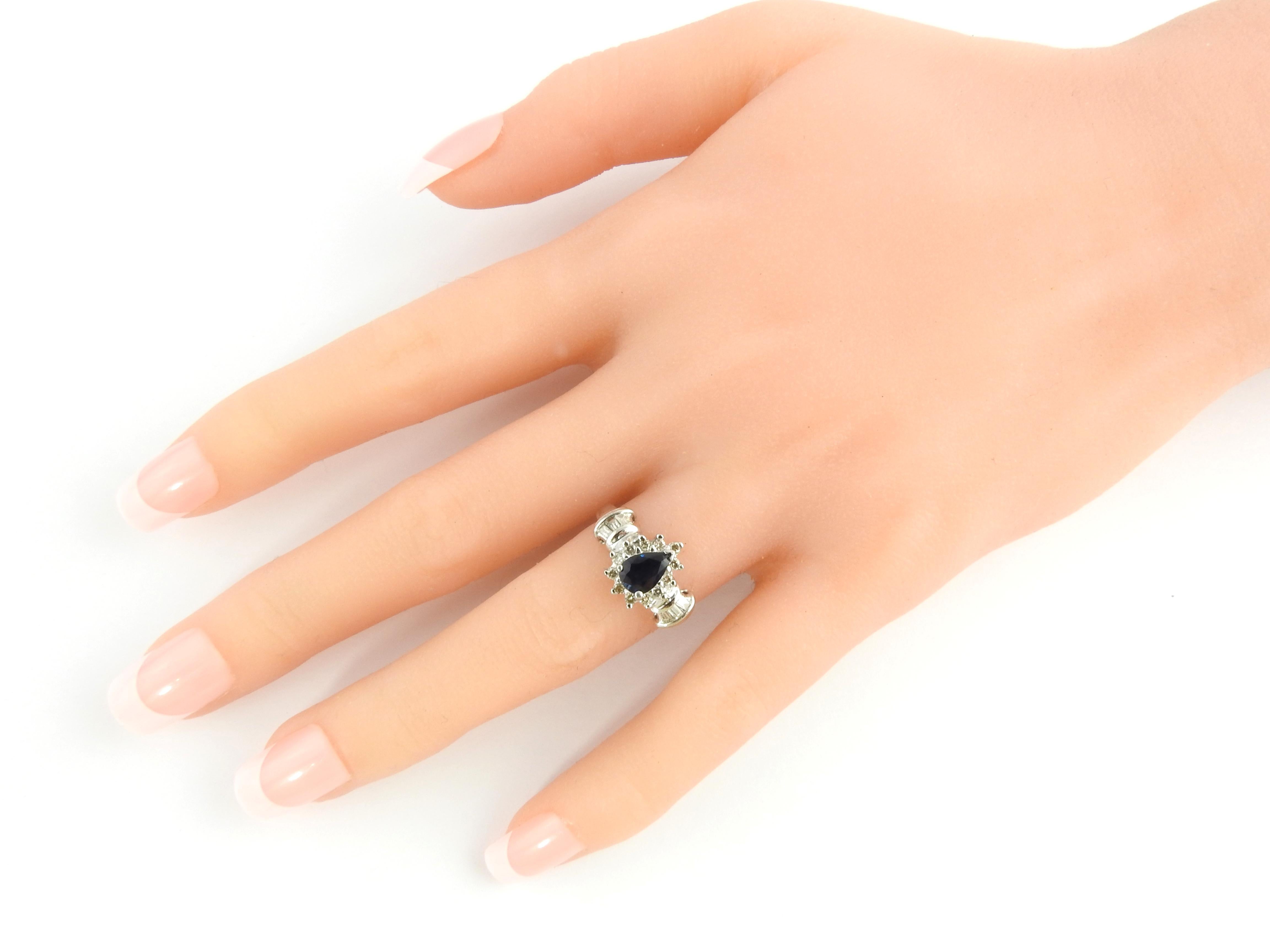14 Karat White Gold Sapphire and Diamond Ring 1
