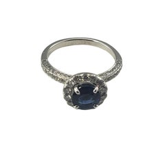 14 Karat White Gold Sapphire and Diamond Ring