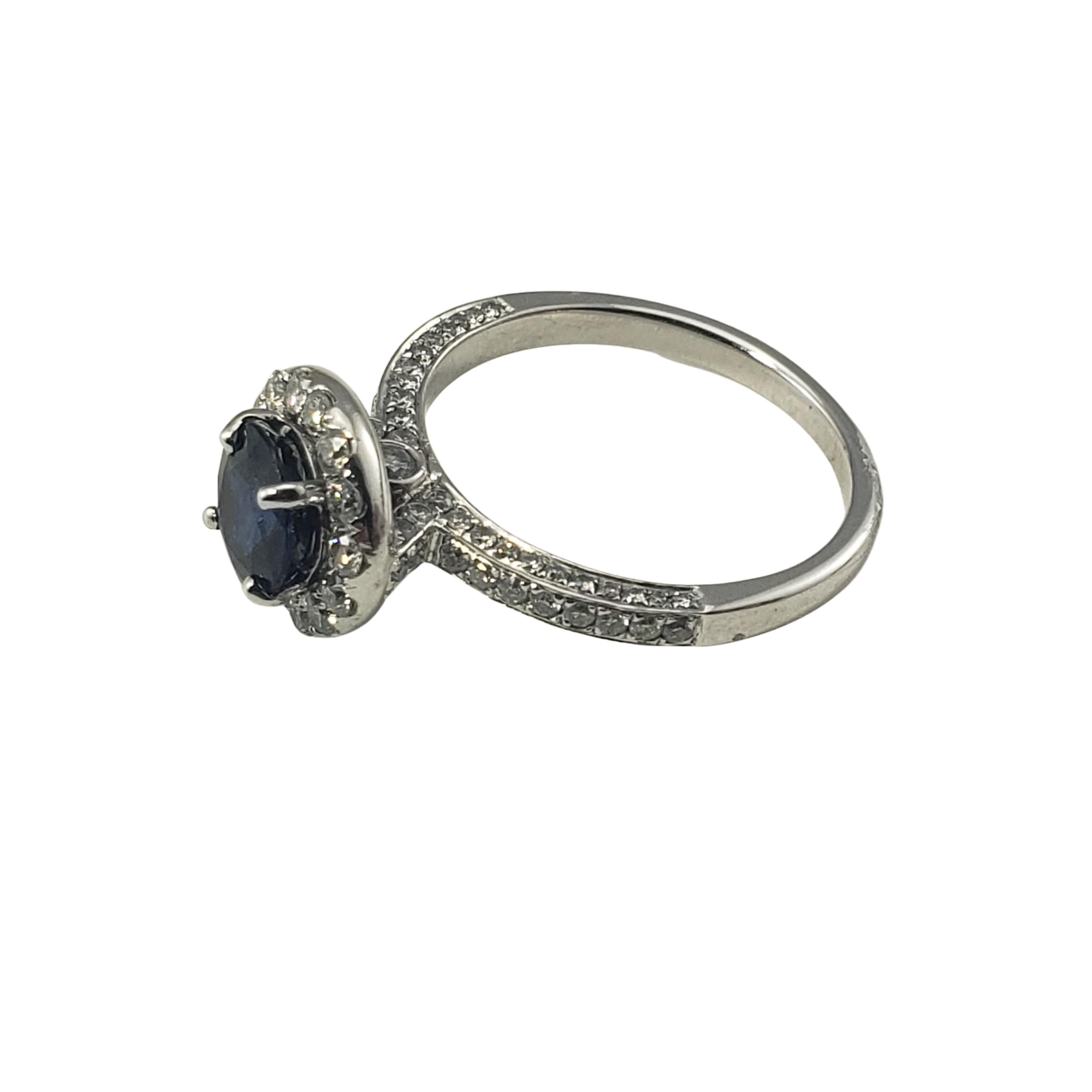 14 Karat White Gold Sapphire and Diamond Ring  In Good Condition For Sale In Washington Depot, CT