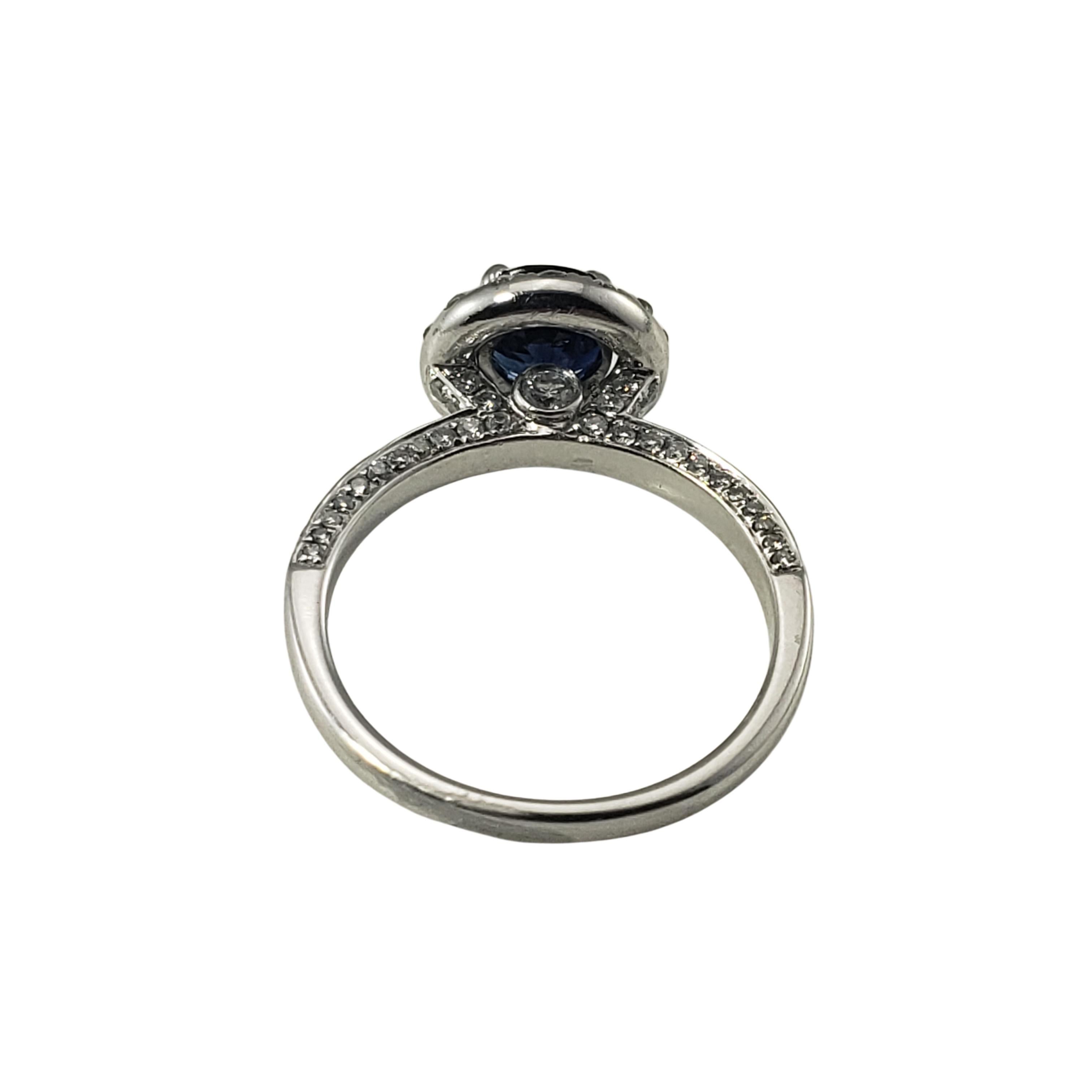 Women's 14 Karat White Gold Sapphire and Diamond Ring  For Sale