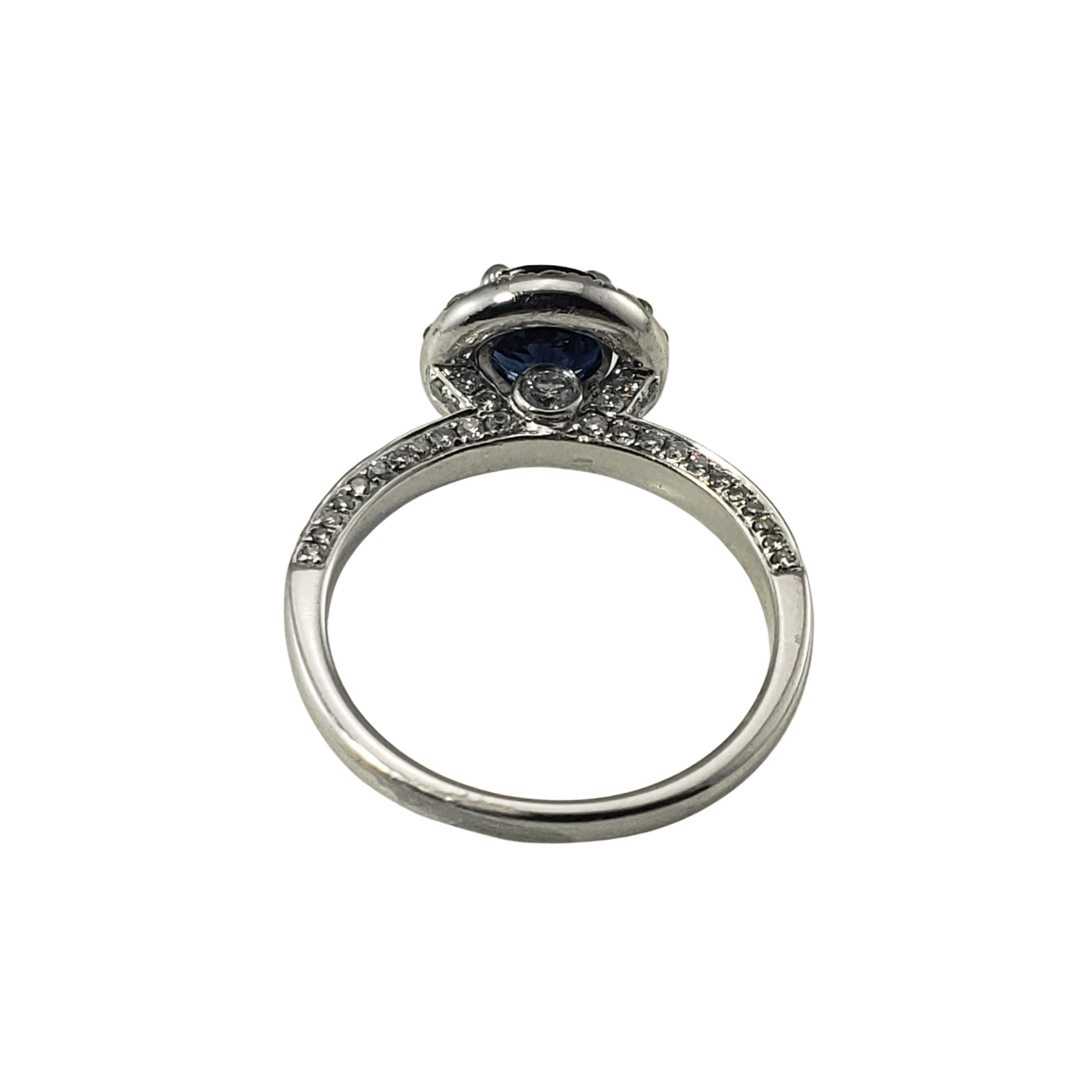 Women's 14 Karat White Gold Sapphire and Diamond Ring For Sale