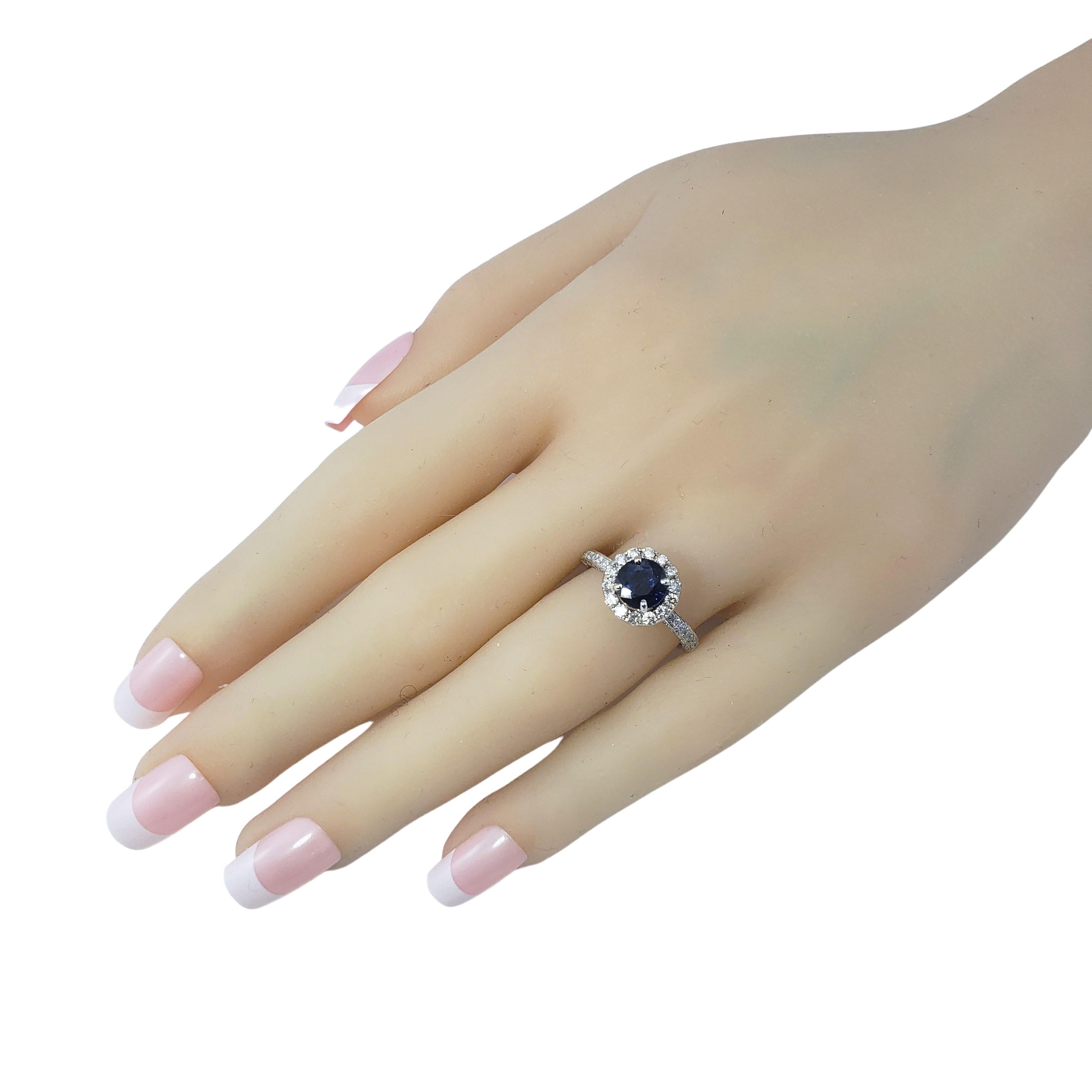 14 Karat White Gold Sapphire and Diamond Ring  For Sale 3