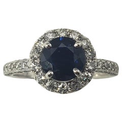 14 Karat White Gold Sapphire and Diamond Ring 