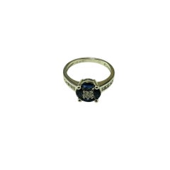 14 Karat White Gold Sapphire and Diamond Ring Size 7 #20034
