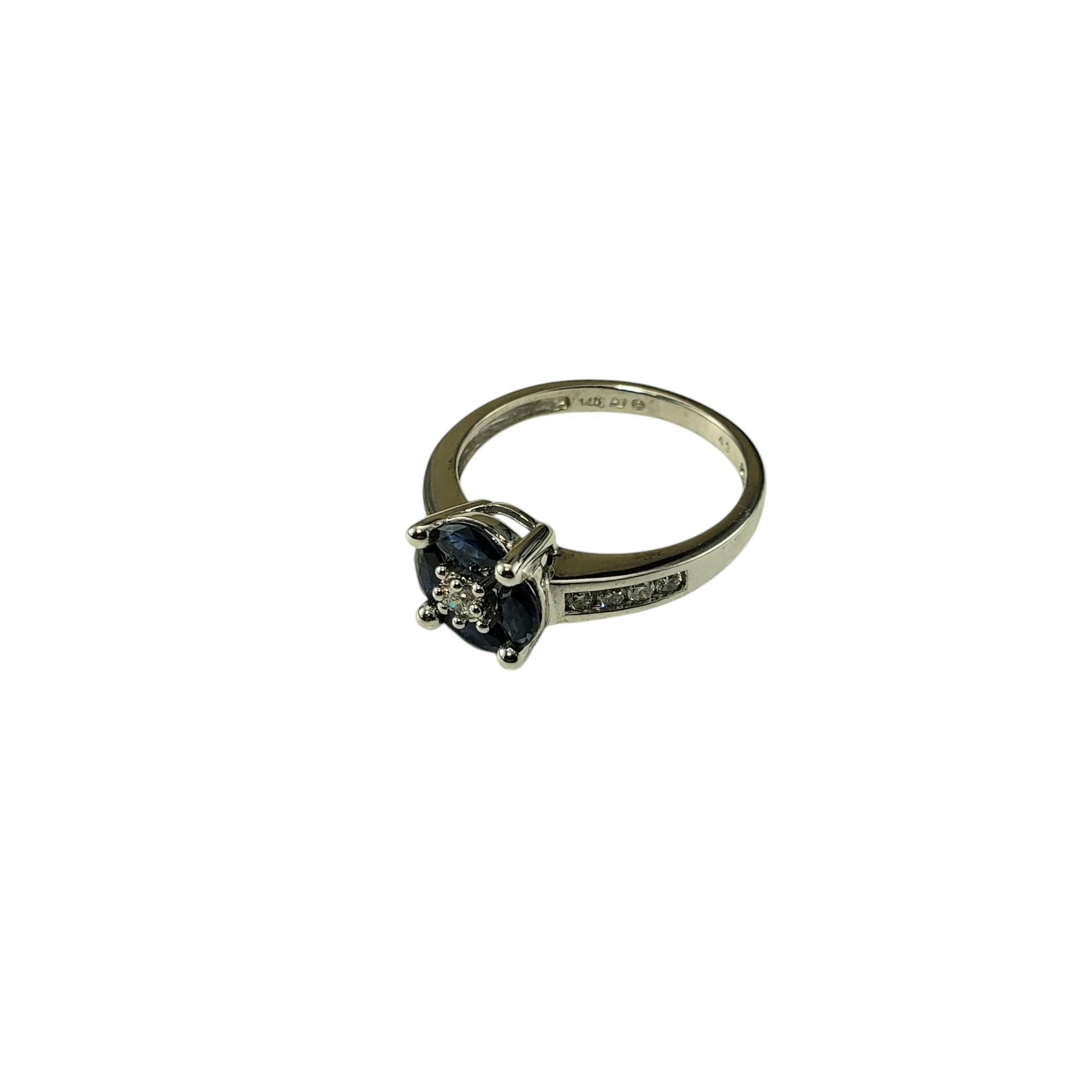 14 Karat Weißgold Saphir- und Diamantring Größe 7 #20034 (Marquiseschliff) im Angebot