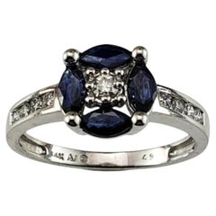 14 Karat White Gold Sapphire and Diamond Ring Size 7 #20034
