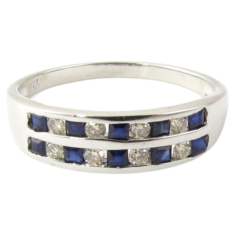 14 Karat White Gold Natural Sapphire and Diamond Ring For Sale