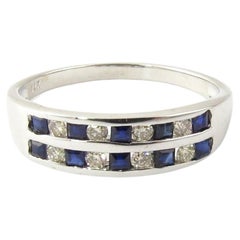 14 Karat White Gold Sapphire and Diamond Ring