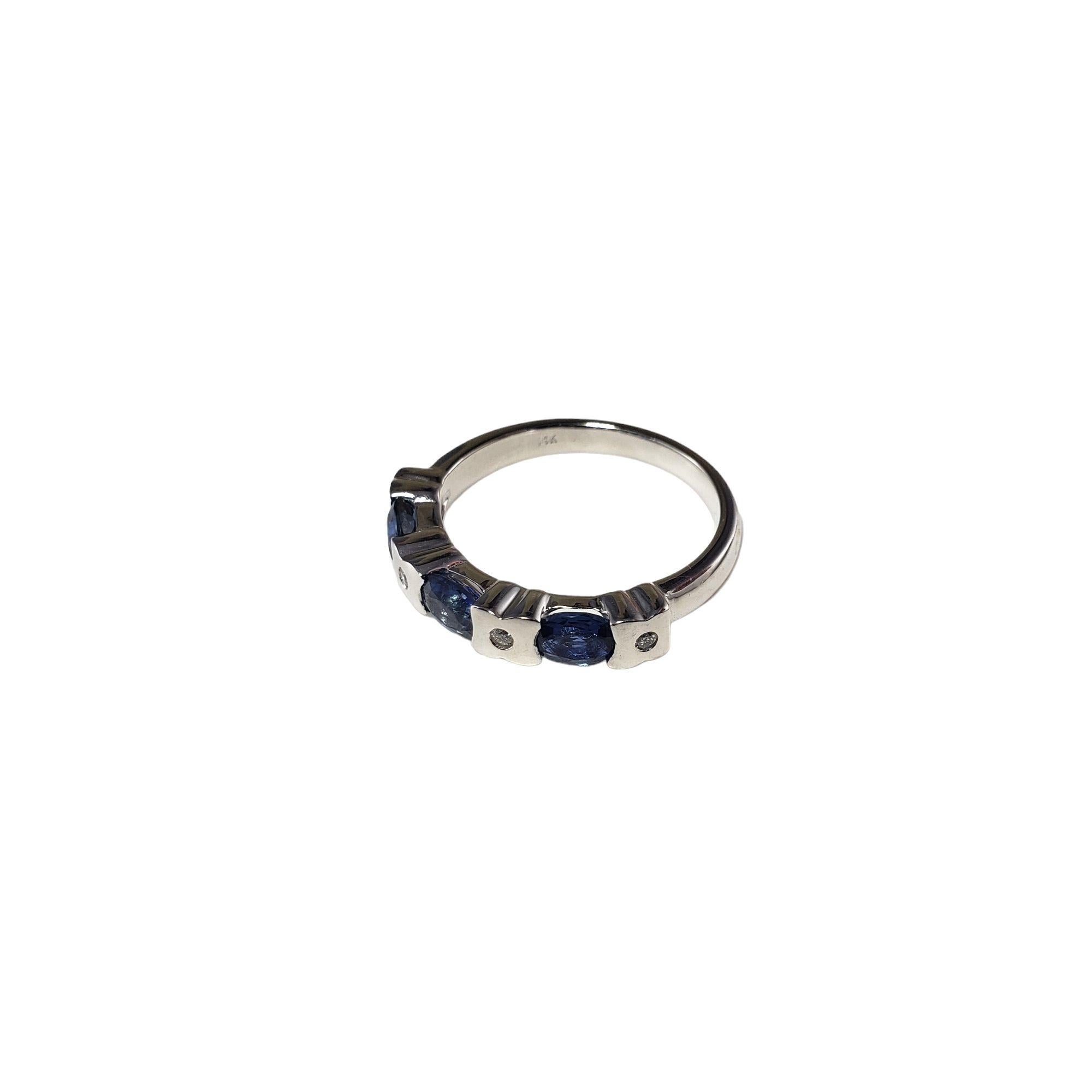 Oval Cut 14 Karat White Gold Sapphire and Diamond Ring Size 7.5 #14875