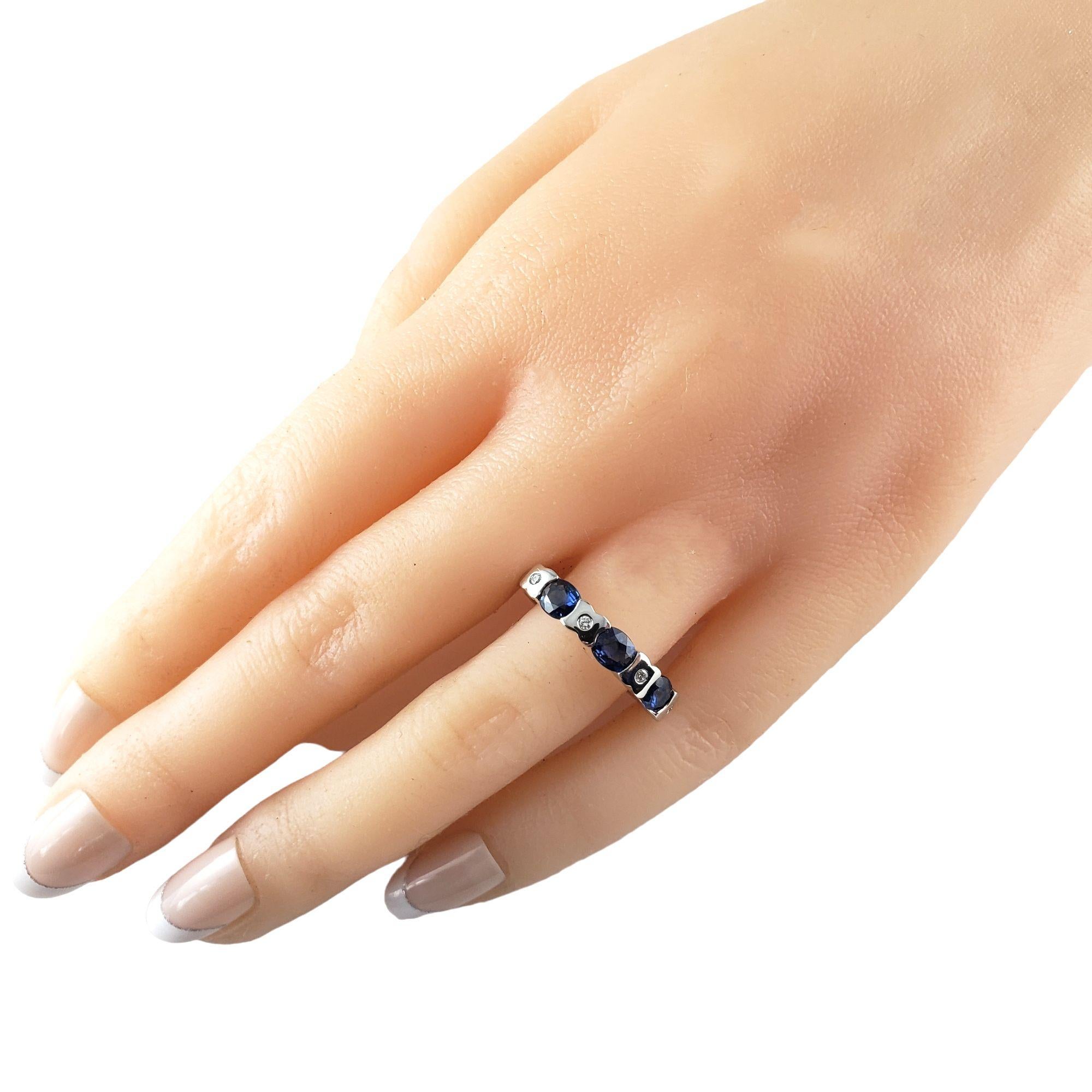 14 Karat White Gold Sapphire and Diamond Ring Size 7.5 #14875 2
