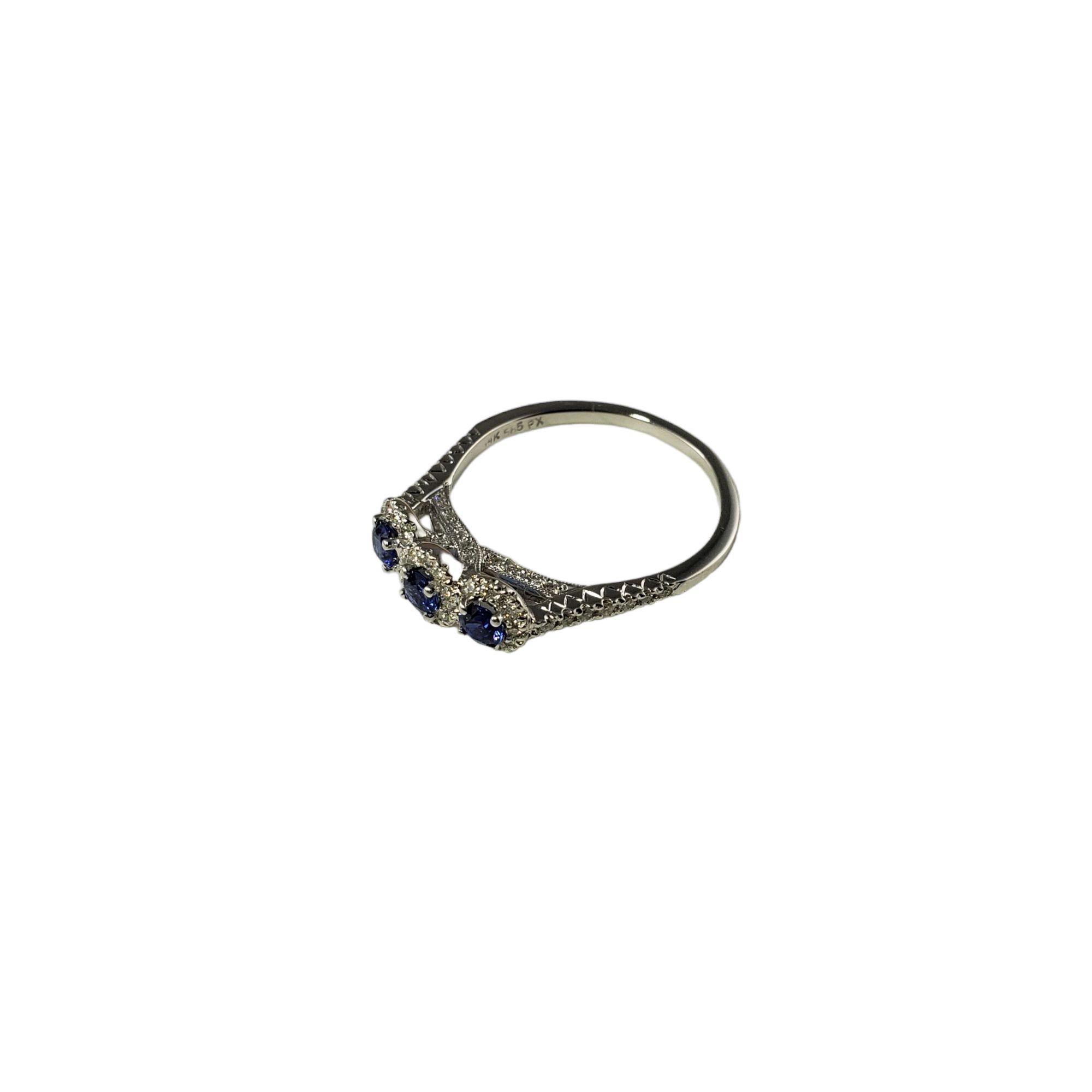 Round Cut 14 Karat White Gold Sapphire and Diamond Ring #13917 For Sale