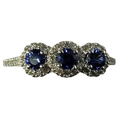 Vintage 14 Karat White Gold Sapphire and Diamond Ring #13917