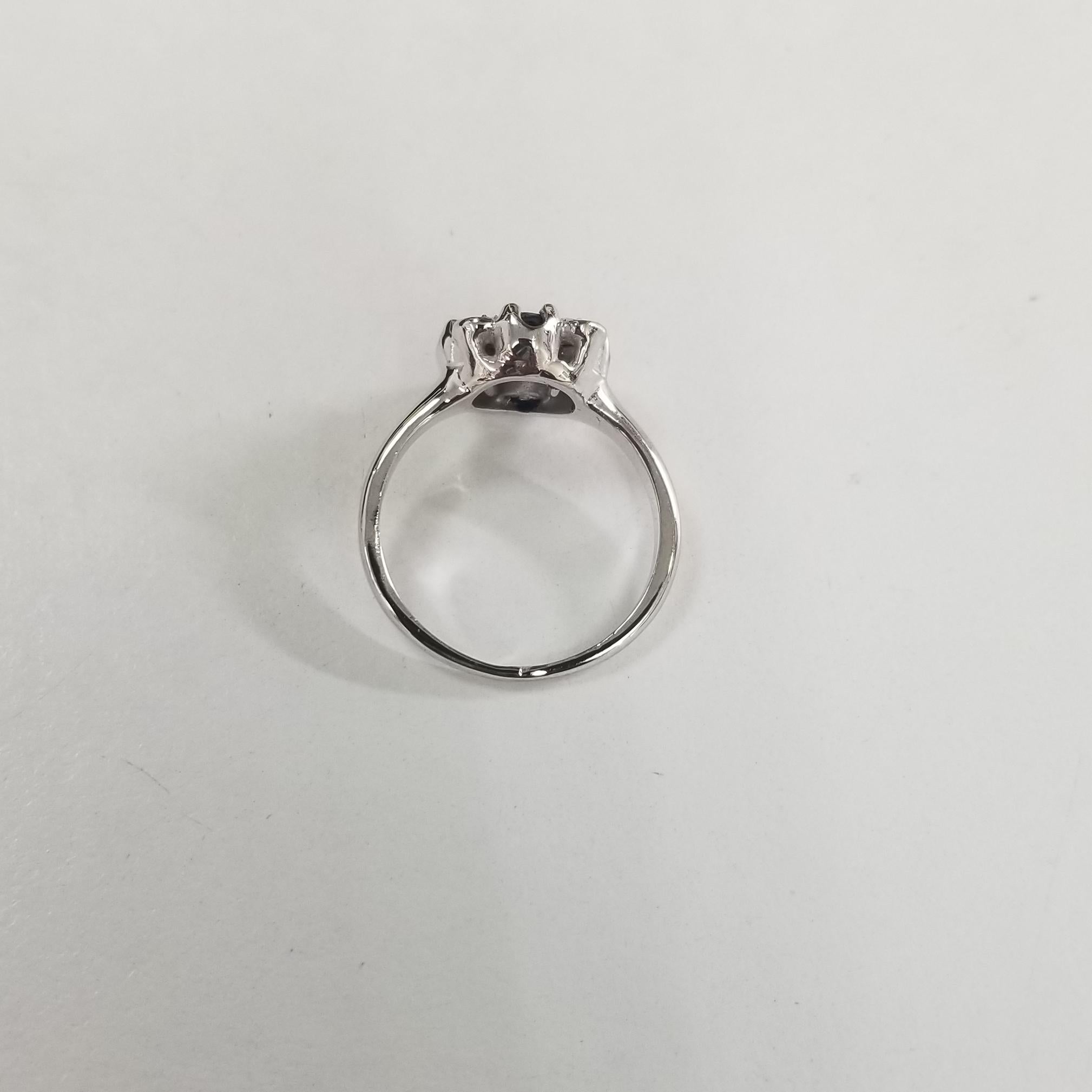 14 Karat White Gold Sapphire and Diamond Ring 
