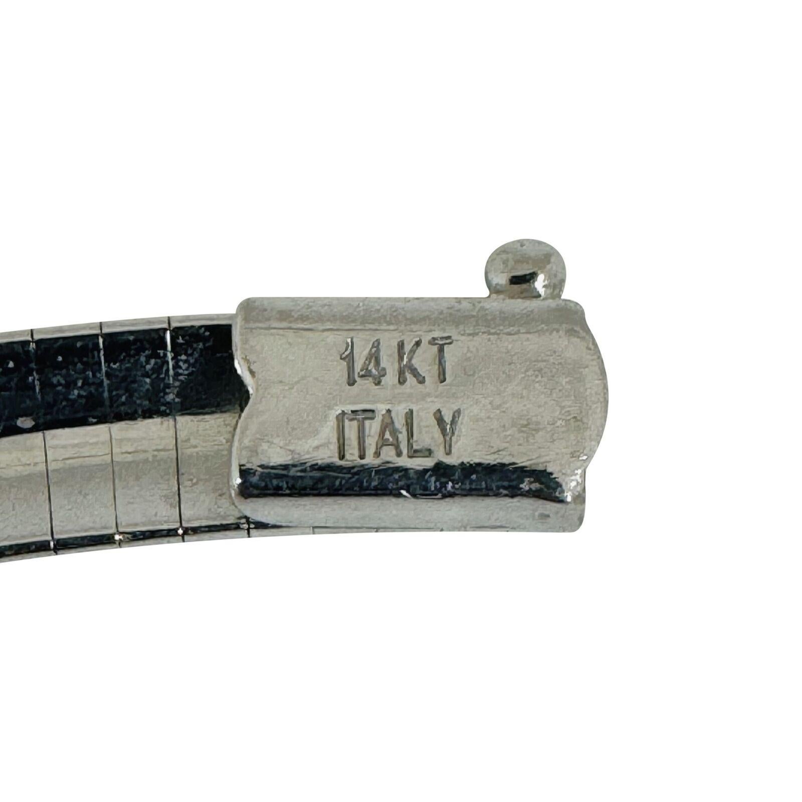 14 Karat Weißgold Saphir und Diamant Slide Anhänger Omega Halskette Italien 2