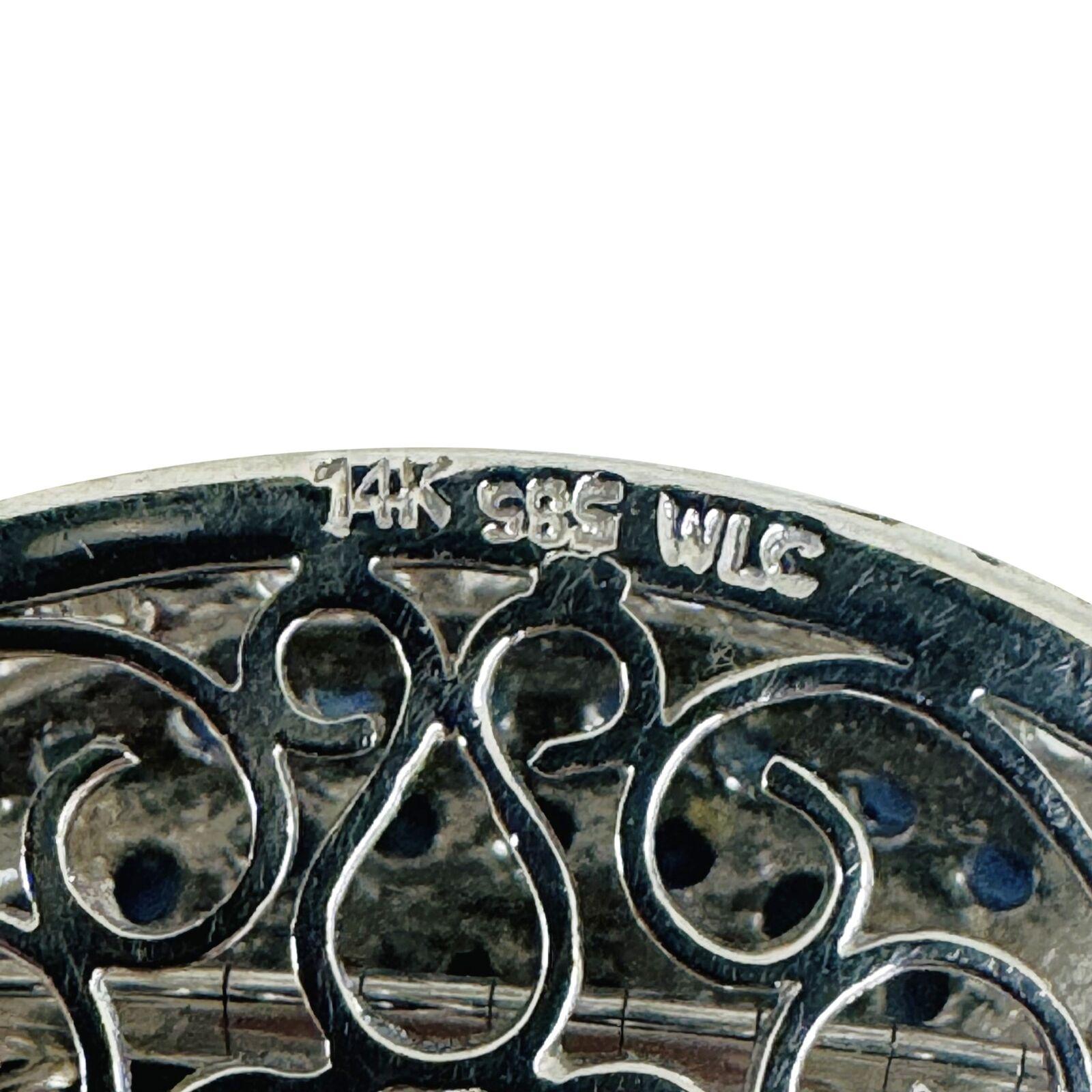 14 Karat Weißgold Saphir und Diamant Slide Anhänger Omega Halskette Italien 3