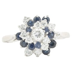 14 Karat White Gold Sapphire and Diamond Spiral Cocktail Ring