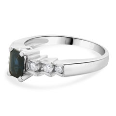 14 Karat White Gold Sapphire and Diamond Step Ring