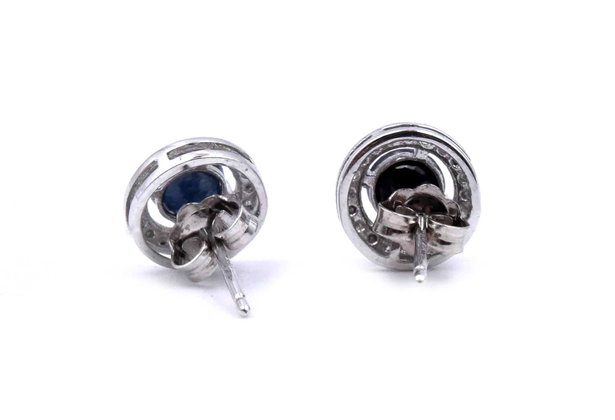 14 Karat White Gold Sapphire and Diamond Stud Earrings In Excellent Condition For Sale In Scottsdale, AZ