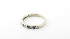 14 Karat White Gold Sapphire and Diamond Wedding Band