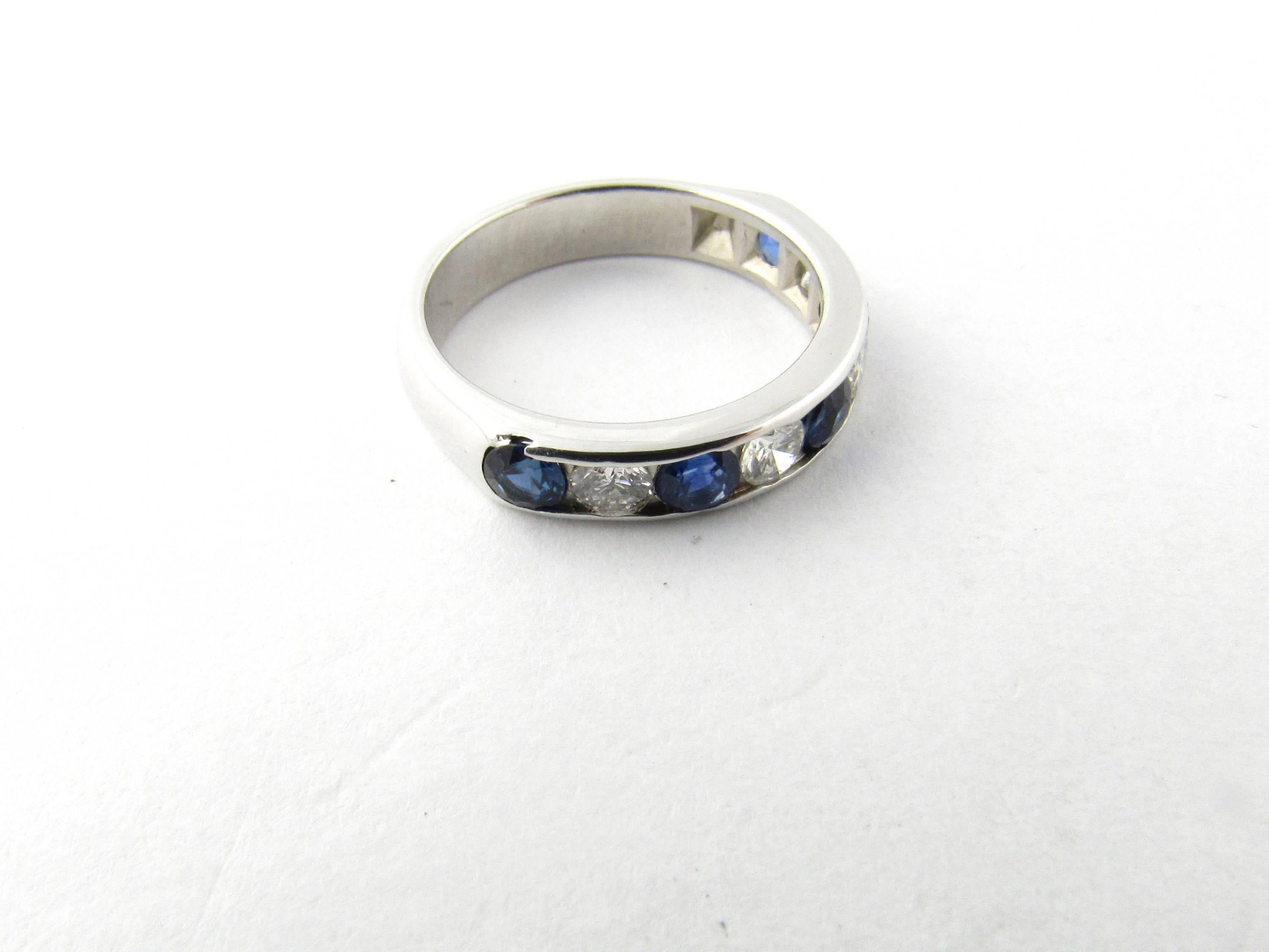 Women's 14 Karat White Gold Sapphire and Diamond Wedding Band