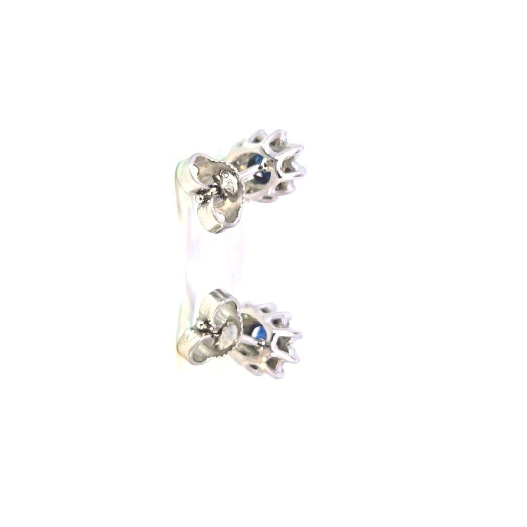 14 Karat White Gold Sapphire Diamond Earrings In Good Condition For Sale In Dallas, TX