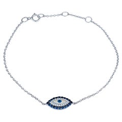14 Karat Weißgold Saphir & Diamant Evil Eye Armband