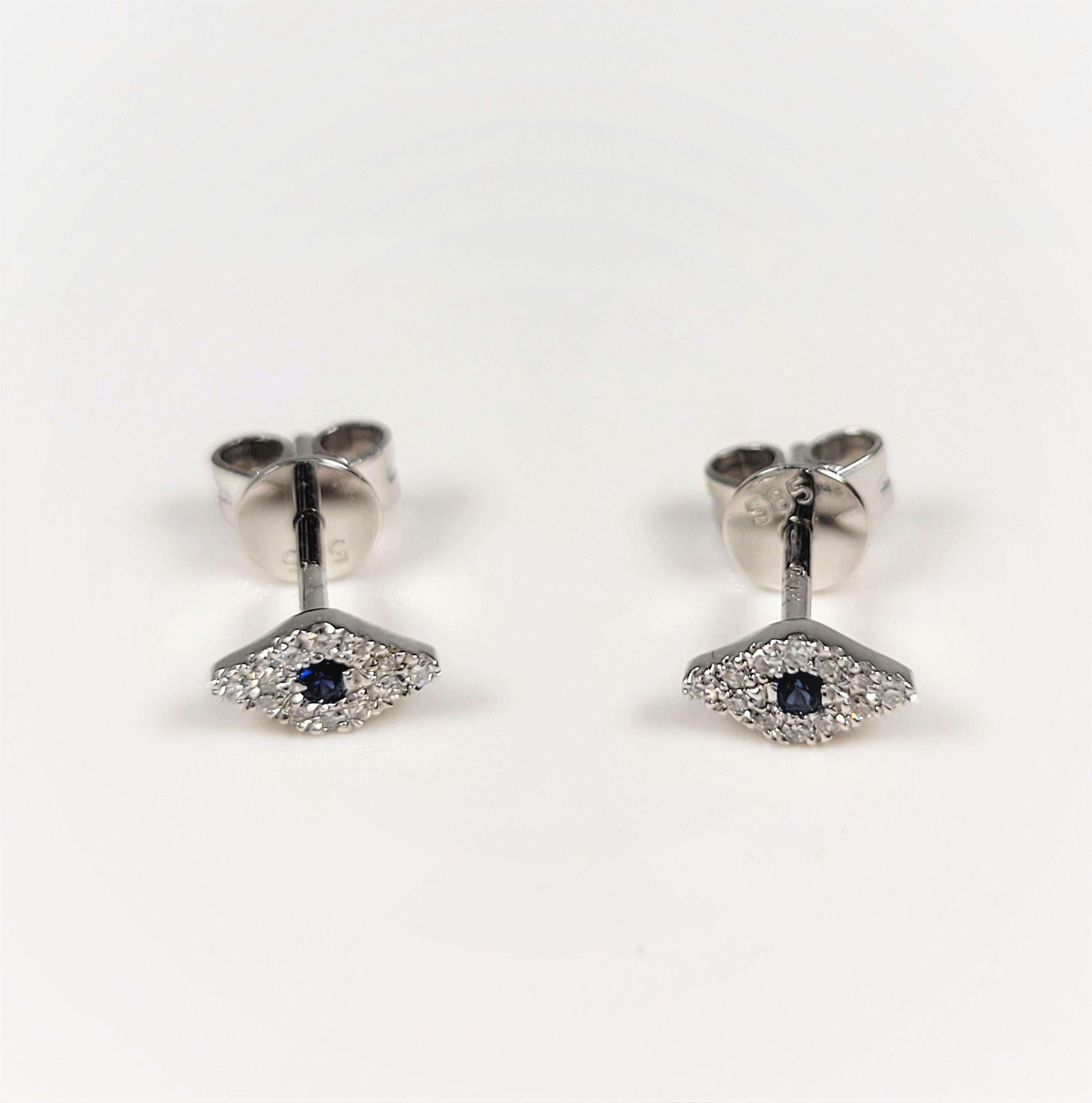 14 Karat White Gold Sapphire Eye Earrings In Excellent Condition For Sale In Dallas, TX