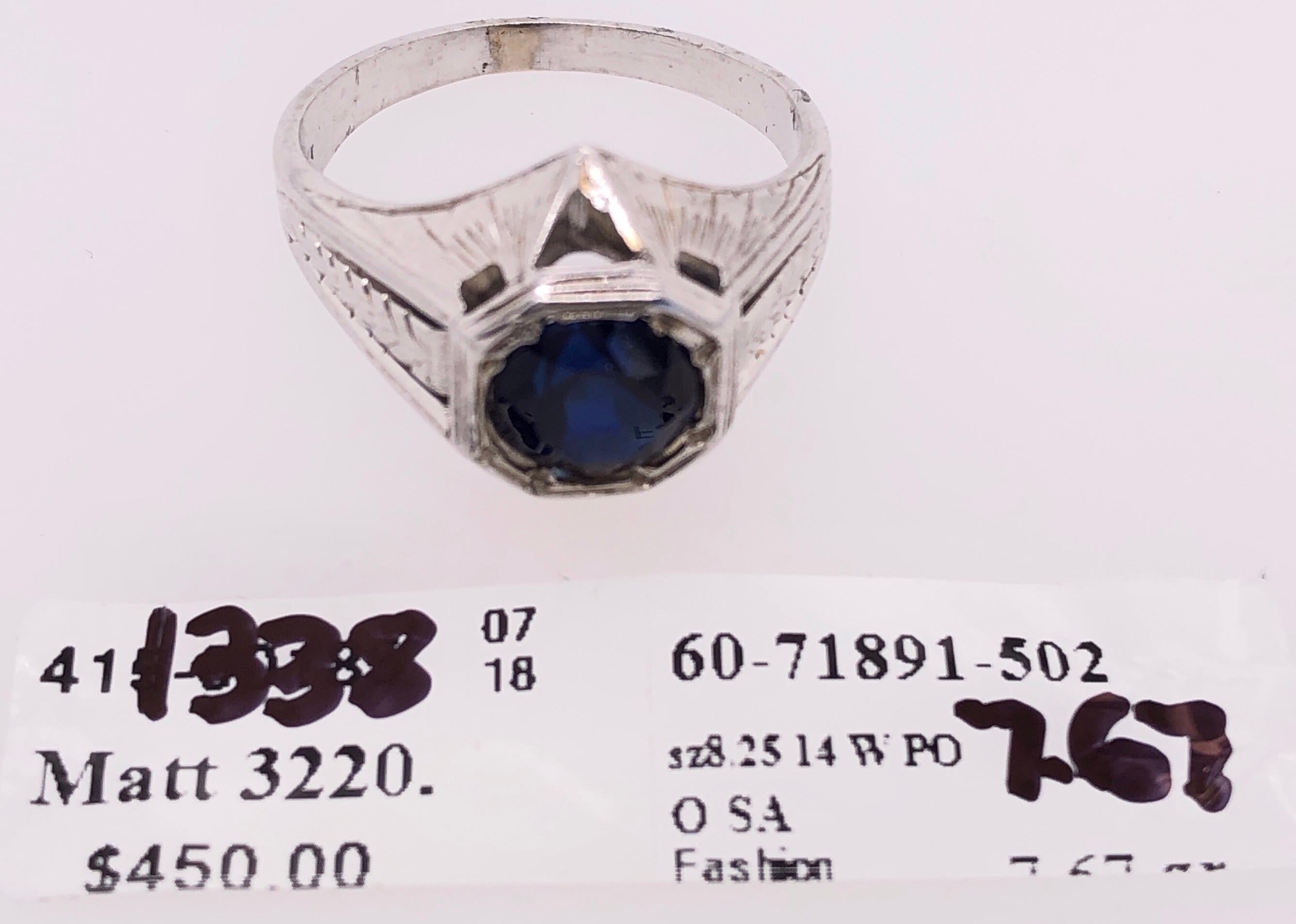 14 Karat White Gold Sapphire Solitaire Ring For Sale 1