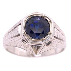 14 Karat White Gold Sapphire Solitaire Ring