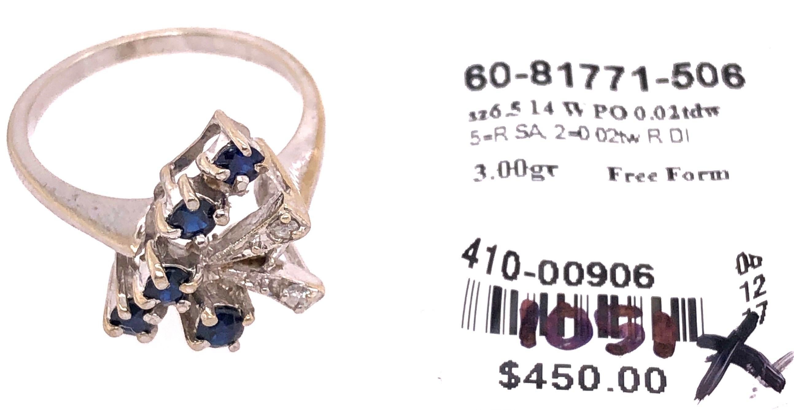 14 Karat White Gold Sapphire with Diamond Accents Freeform Ring For Sale 2